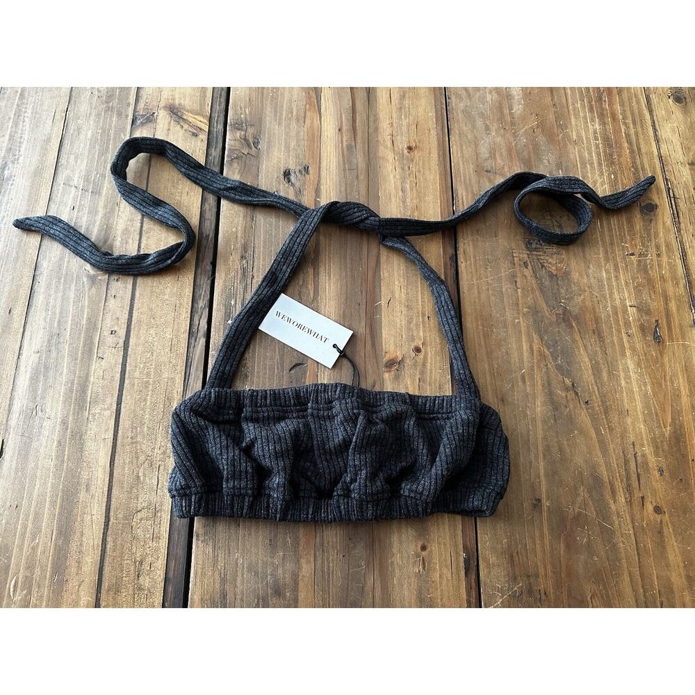We Wore What Revolve Halter Top Bra Size Small Charcoal Gray NWT $49.00
